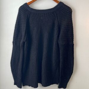 EUC Wilfred Crewneck 100% Merino Wool Black Knit Oversized Sweater S